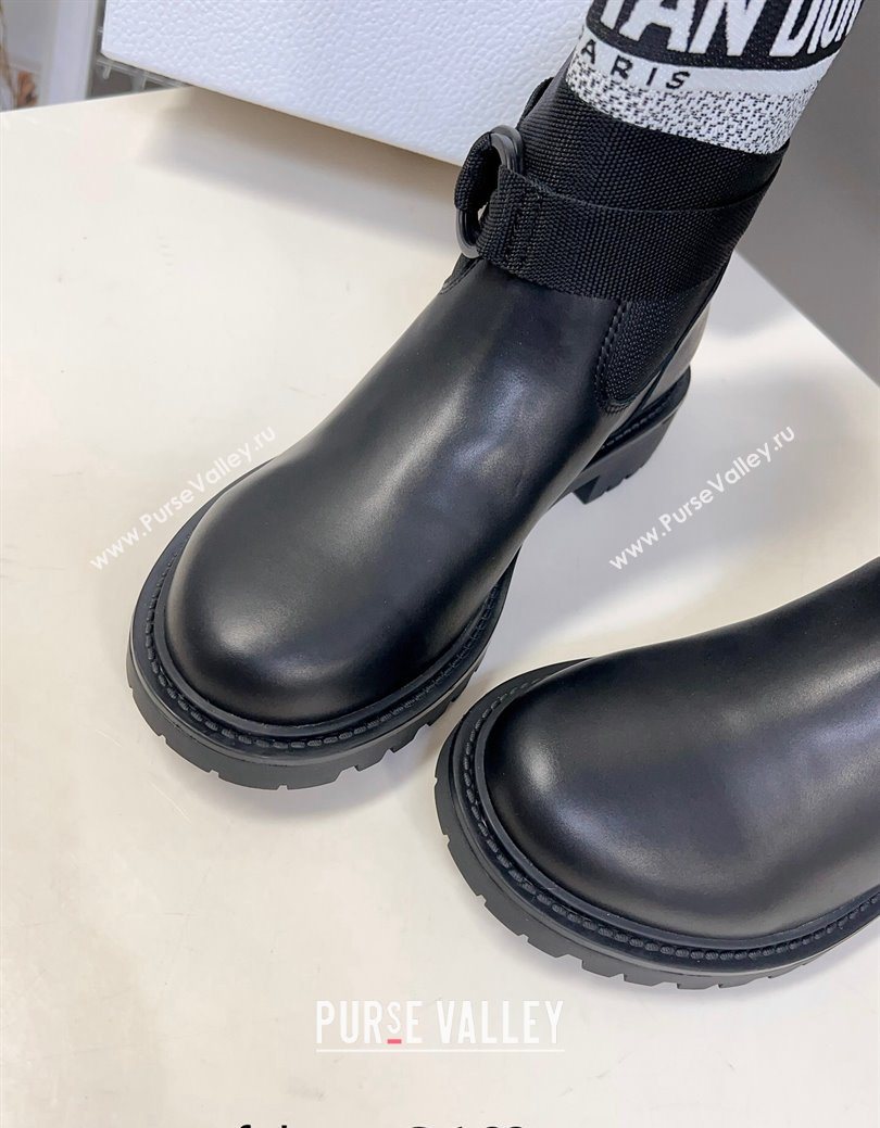 Dior D-Major Ankle Boots in Fabric and Calfskin Black/White 2025 D09021 (MD-251029017)