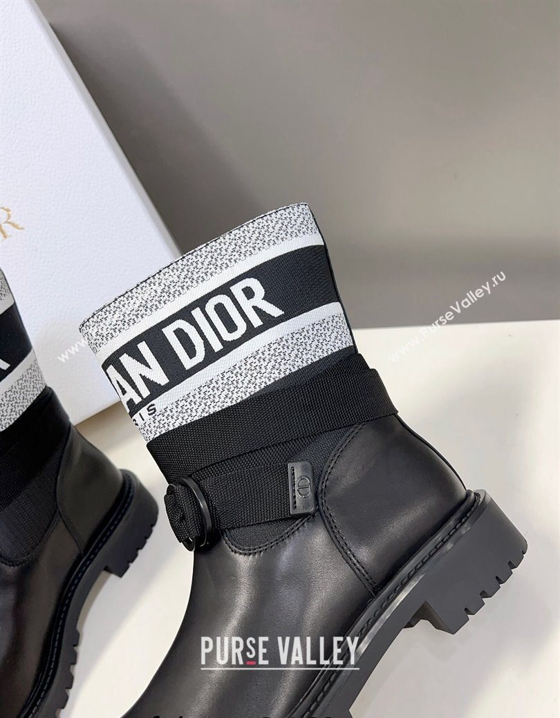 Dior D-Major Ankle Boots in Fabric and Calfskin Black/White 2025 D09021 (MD-251029017)