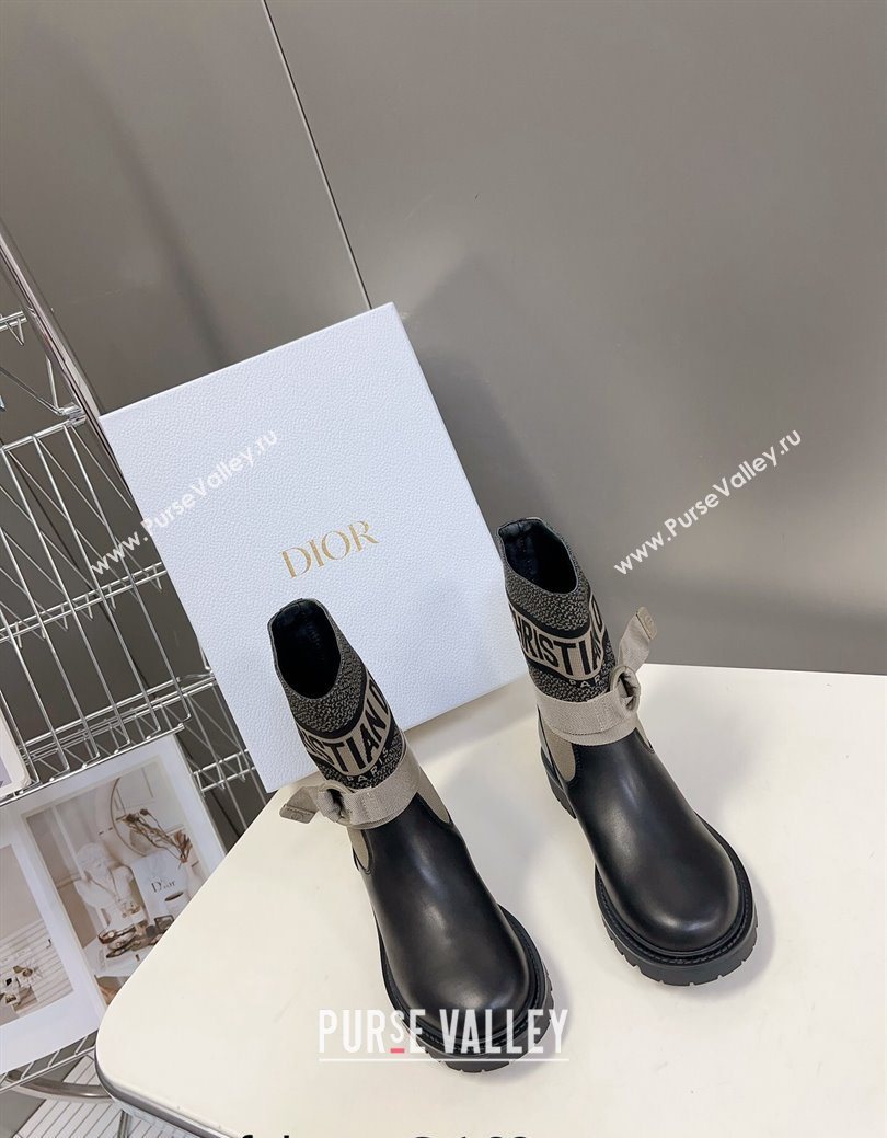 Dior D-Major Ankle Boots in Fabric and Calfskin Light Beige 2025 D09021 (MD-251029015)