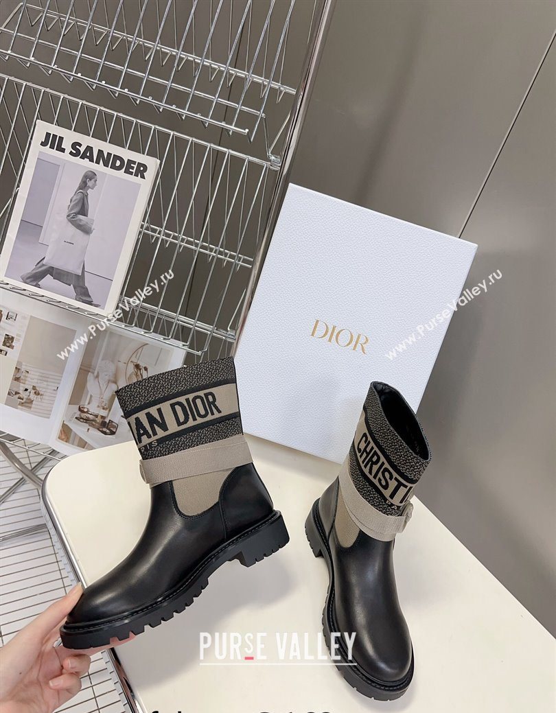 Dior D-Major Ankle Boots in Fabric and Calfskin Light Beige 2025 D09021 (MD-251029015)