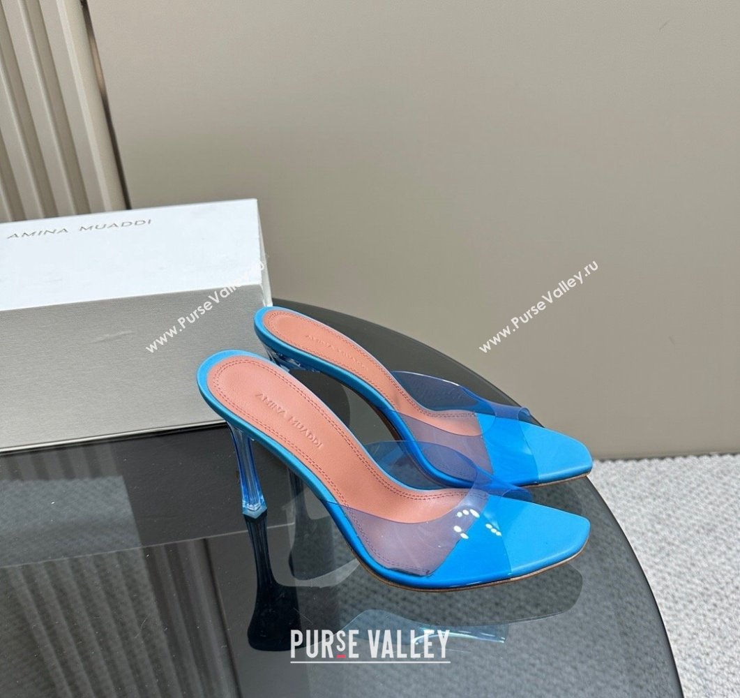 Amina Muaddi Alexa Glass Slide Sandals 10.5cm in PVC Blue 2023 AM09112 (MD-23091168)