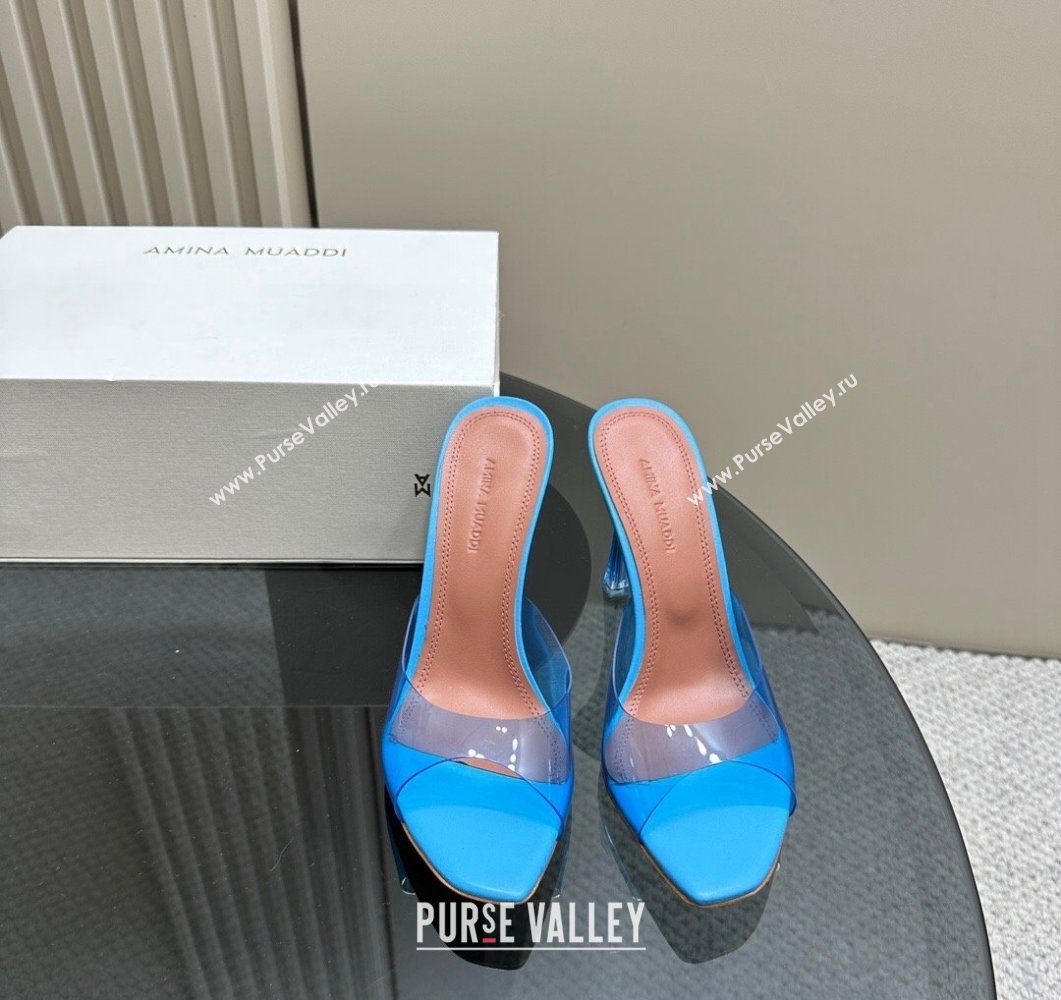 Amina Muaddi Alexa Glass Slide Sandals 10.5cm in PVC Blue 2023 AM09112 (MD-23091168)