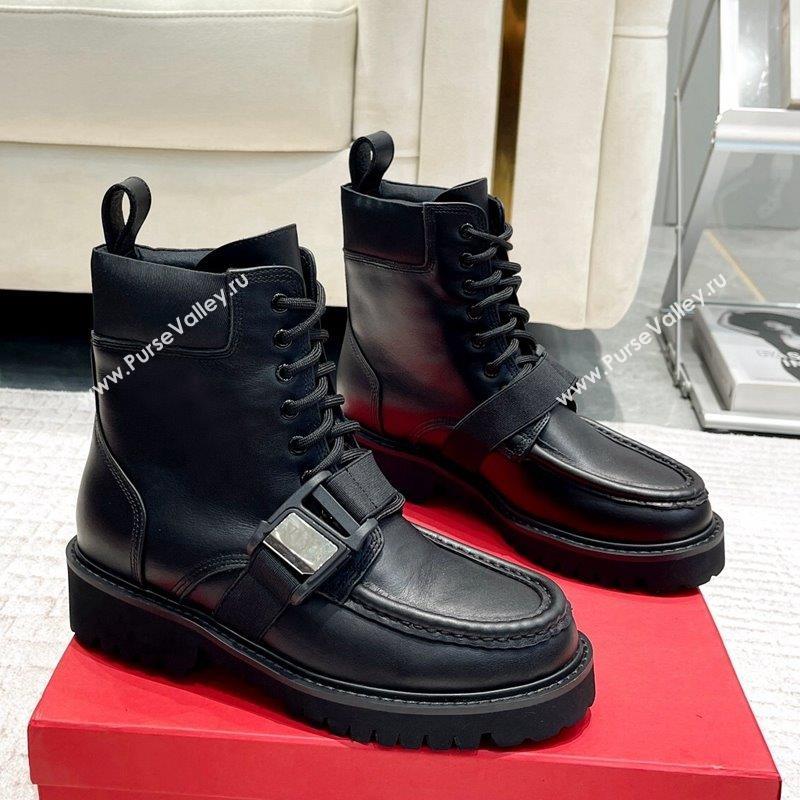 Valentino Calfskin Ankle Boots with Buckle Strap Black 2023 VLTN09112 (XL-230910117)