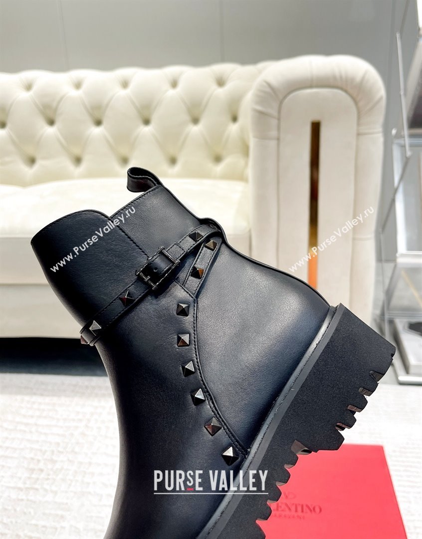 Valentino Rockstud Calfskin Ankle Boots Black 2023 VLTN09112 (XL-230910118)