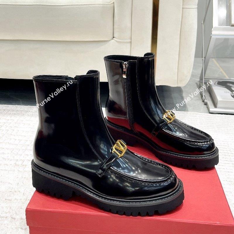 Valentino VLogo Shiny Calfskin Ankle Boots Black 2023 VLTN09112 (XL-230910119)