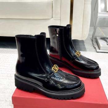 Valentino VLogo Shiny Calfskin Ankle Boots Black 2023 VLTN09112 (XL-230910119)