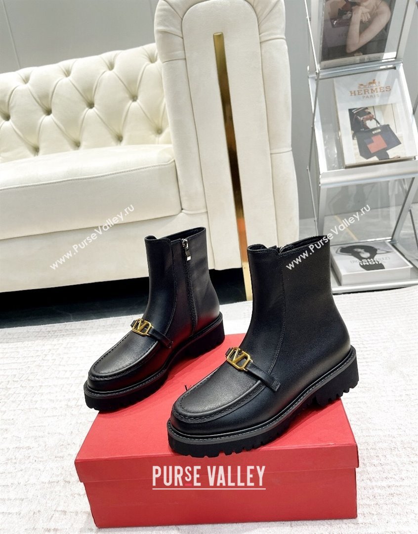 Valentino VLogo Calfskin Leather Ankle Boots Black 2023 VLTN09112 (XL-230910120)