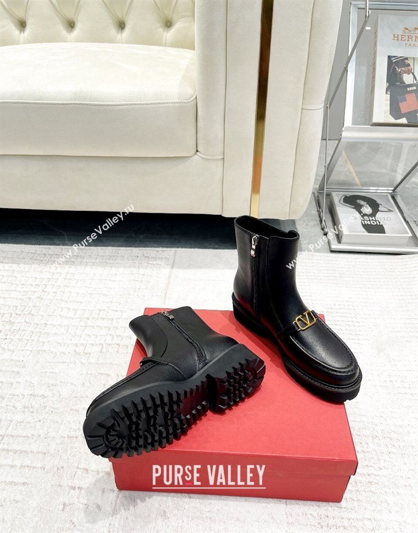 Valentino VLogo Calfskin Leather Ankle Boots Black 2023 VLTN09112 (XL-230910120)