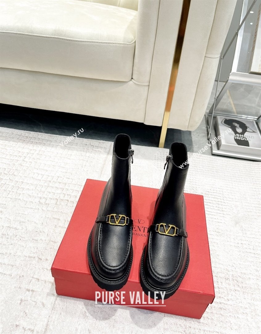 Valentino VLogo Calfskin Leather Ankle Boots Black 2023 VLTN09112 (XL-230910120)