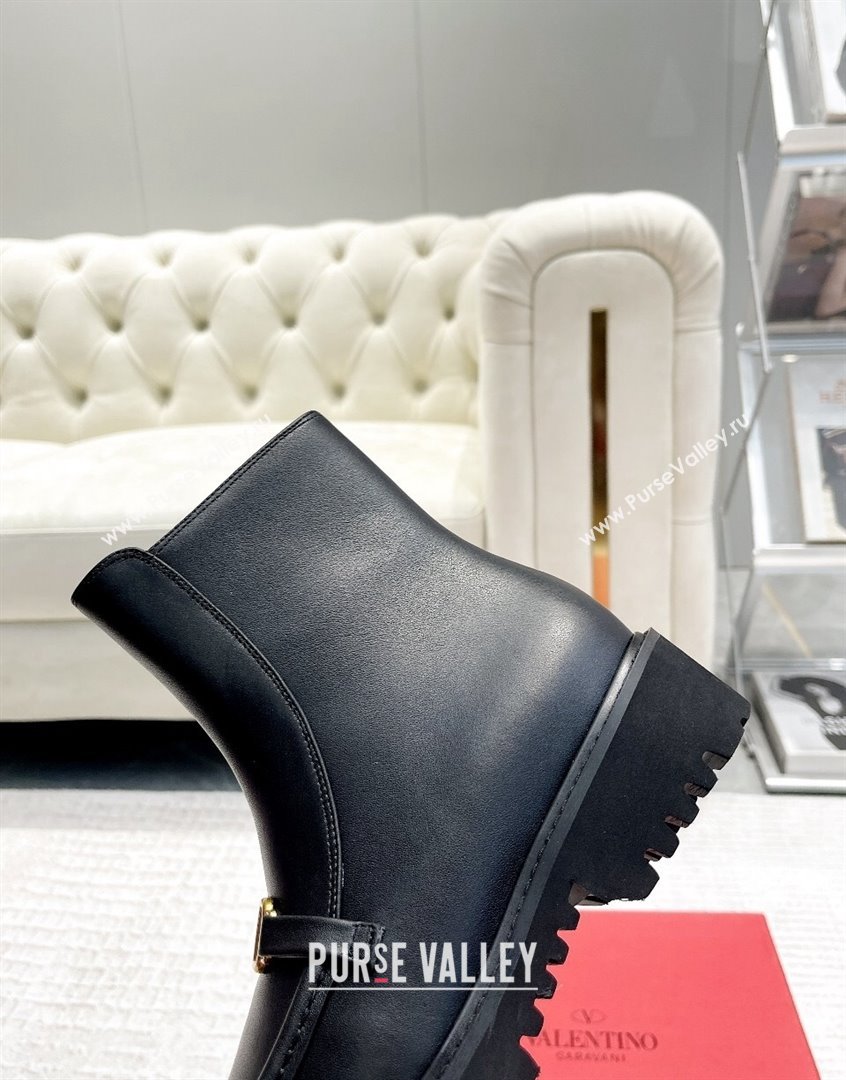 Valentino VLogo Calfskin Leather Ankle Boots Black 2023 VLTN09112 (XL-230910120)