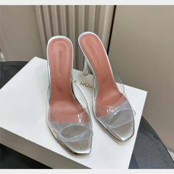 Amina Muaddi Alexa Glass Slide Sandals 10.5cm in PVC Silver 2023 AM09112 (MD-23091170)