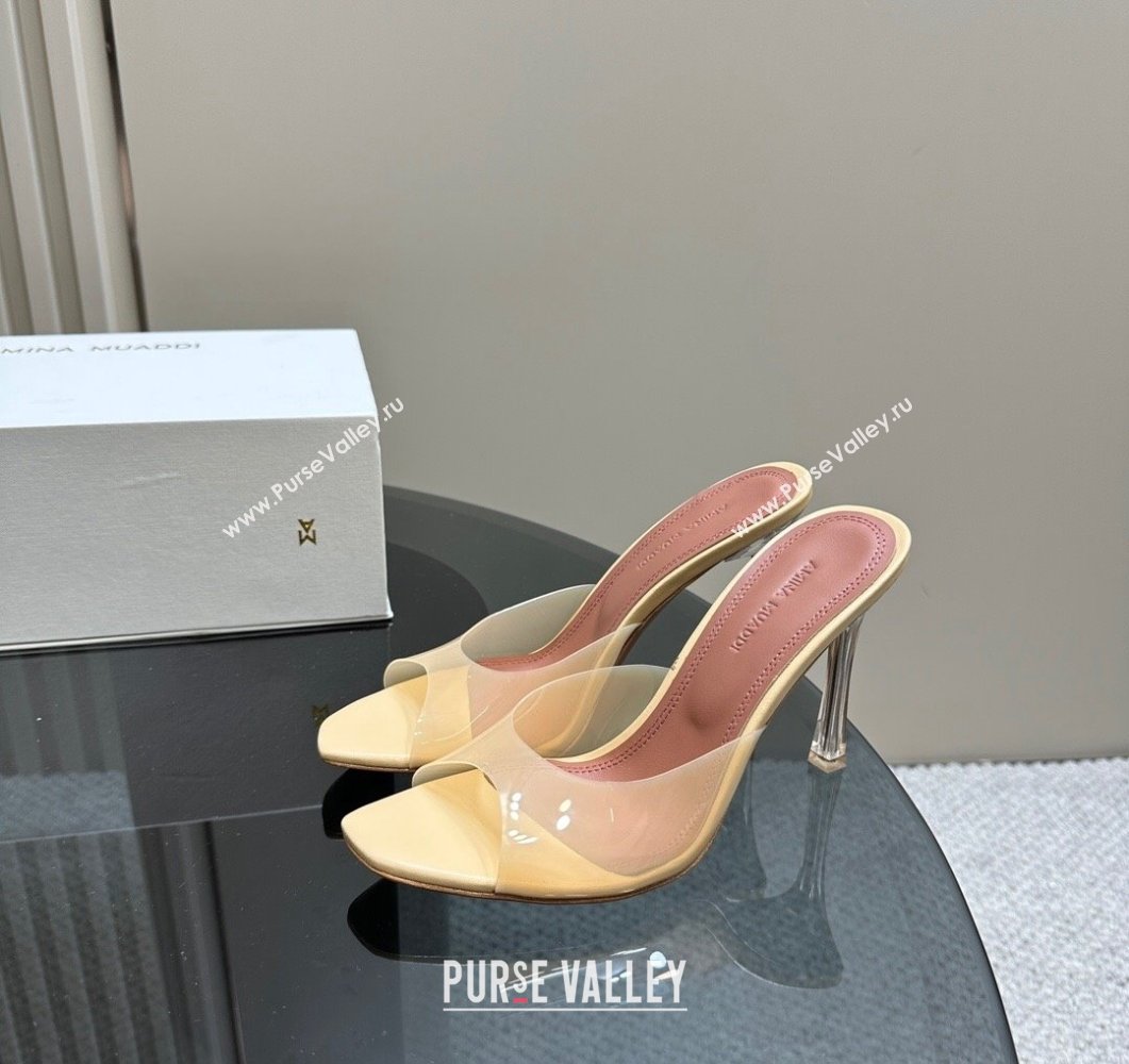 Amina Muaddi Alexa Glass Slide Sandals 10.5cm in PVC Yellow 2023 AM09112 (MD-23091172)