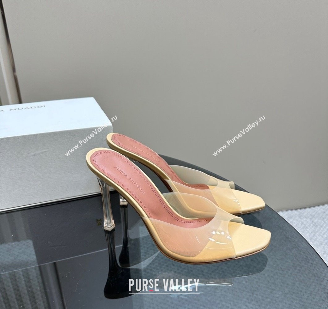 Amina Muaddi Alexa Glass Slide Sandals 10.5cm in PVC Yellow 2023 AM09112 (MD-23091172)