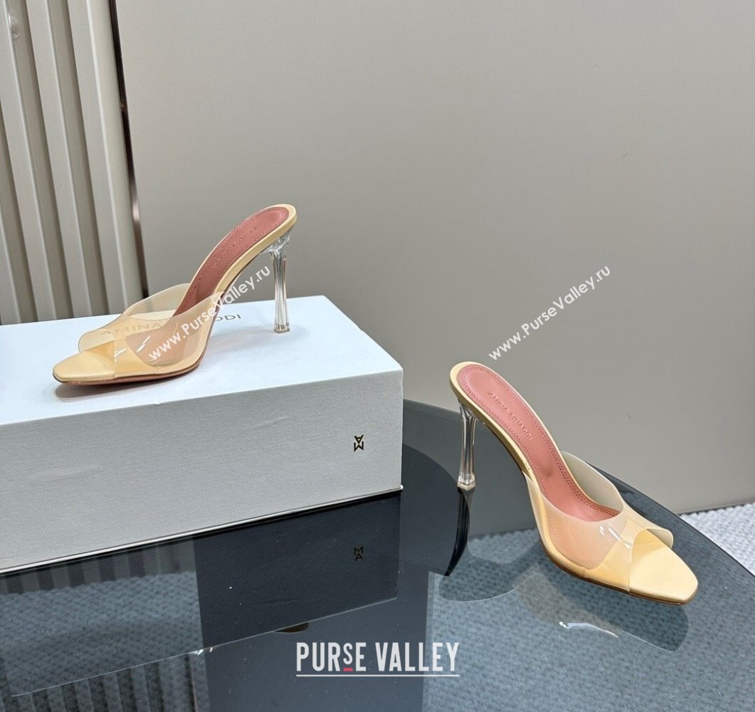 Amina Muaddi Alexa Glass Slide Sandals 10.5cm in PVC Yellow 2023 AM09112 (MD-23091172)