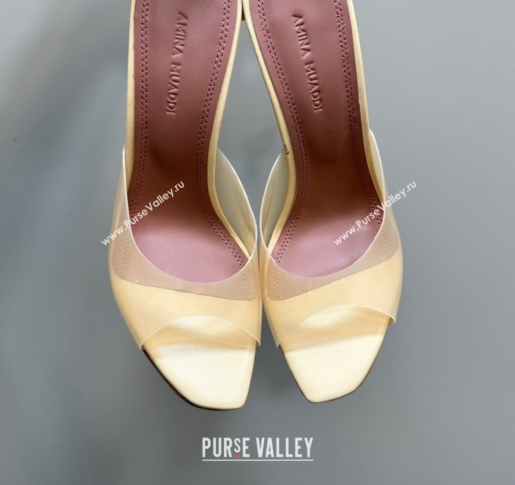 Amina Muaddi Alexa Glass Slide Sandals 10.5cm in PVC Yellow 2023 AM09112 (MD-23091172)