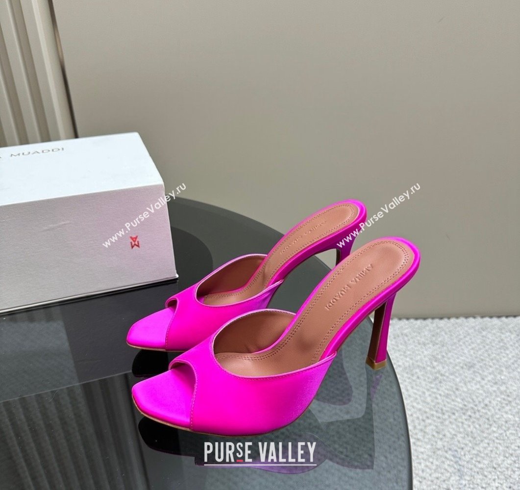 Amina Muaddi Alexa Glass Slide Sandals 10.5cm in Satin Dark Pink 2023 AM09112 (MD-23091174)