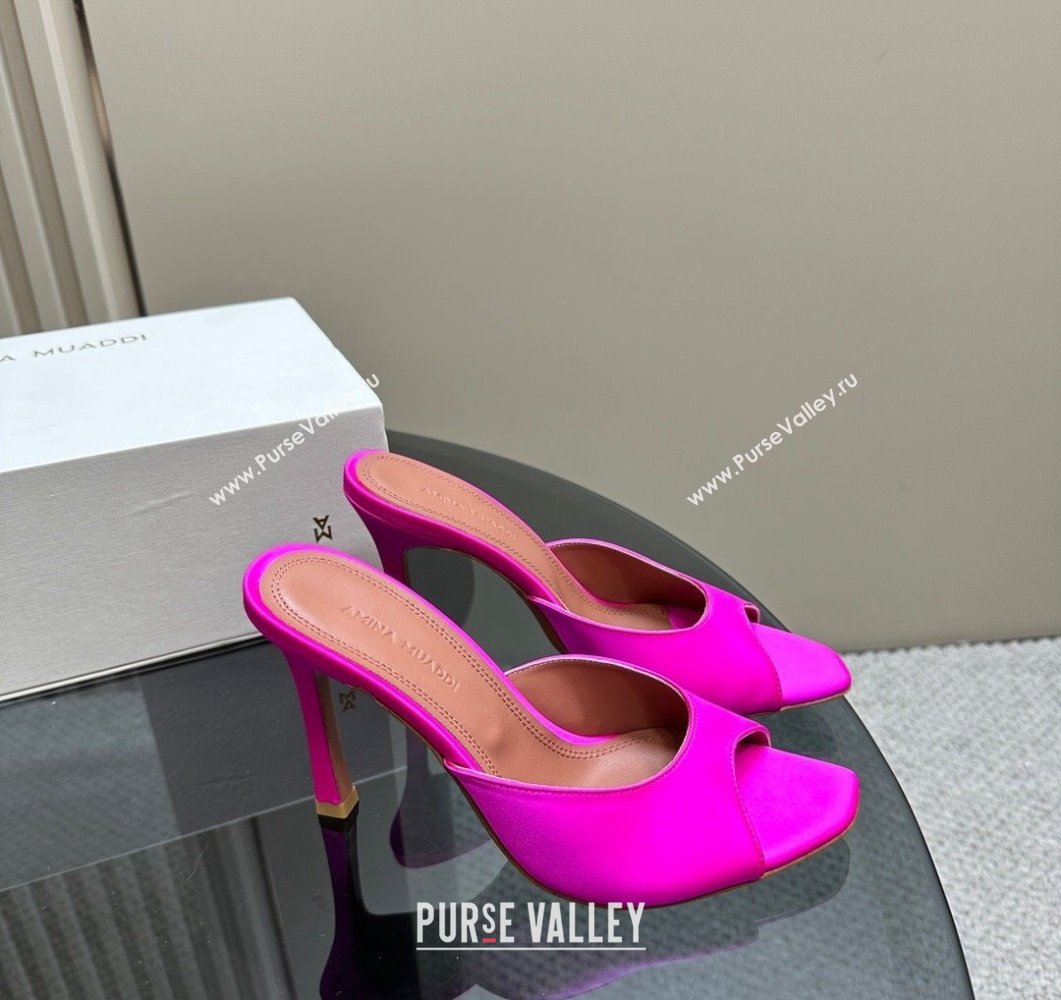 Amina Muaddi Alexa Glass Slide Sandals 10.5cm in Satin Dark Pink 2023 AM09112 (MD-23091174)