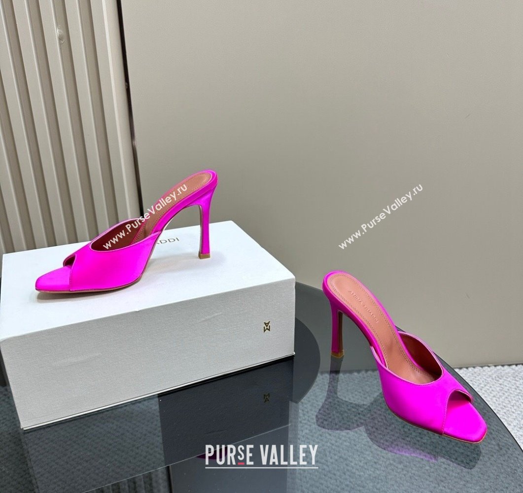 Amina Muaddi Alexa Glass Slide Sandals 10.5cm in Satin Dark Pink 2023 AM09112 (MD-23091174)
