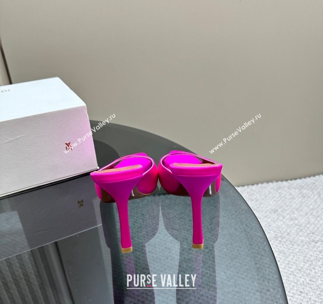 Amina Muaddi Alexa Glass Slide Sandals 10.5cm in Satin Dark Pink 2023 AM09112 (MD-23091174)