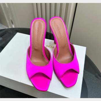 Amina Muaddi Alexa Glass Slide Sandals 10.5cm in Satin Dark Pink 2023 AM09112 (MD-23091174)