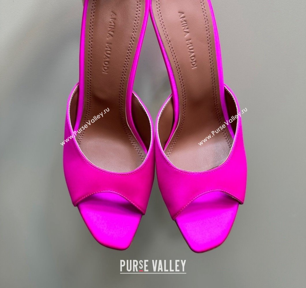 Amina Muaddi Alexa Glass Slide Sandals 10.5cm in Satin Dark Pink 2023 AM09112 (MD-23091174)