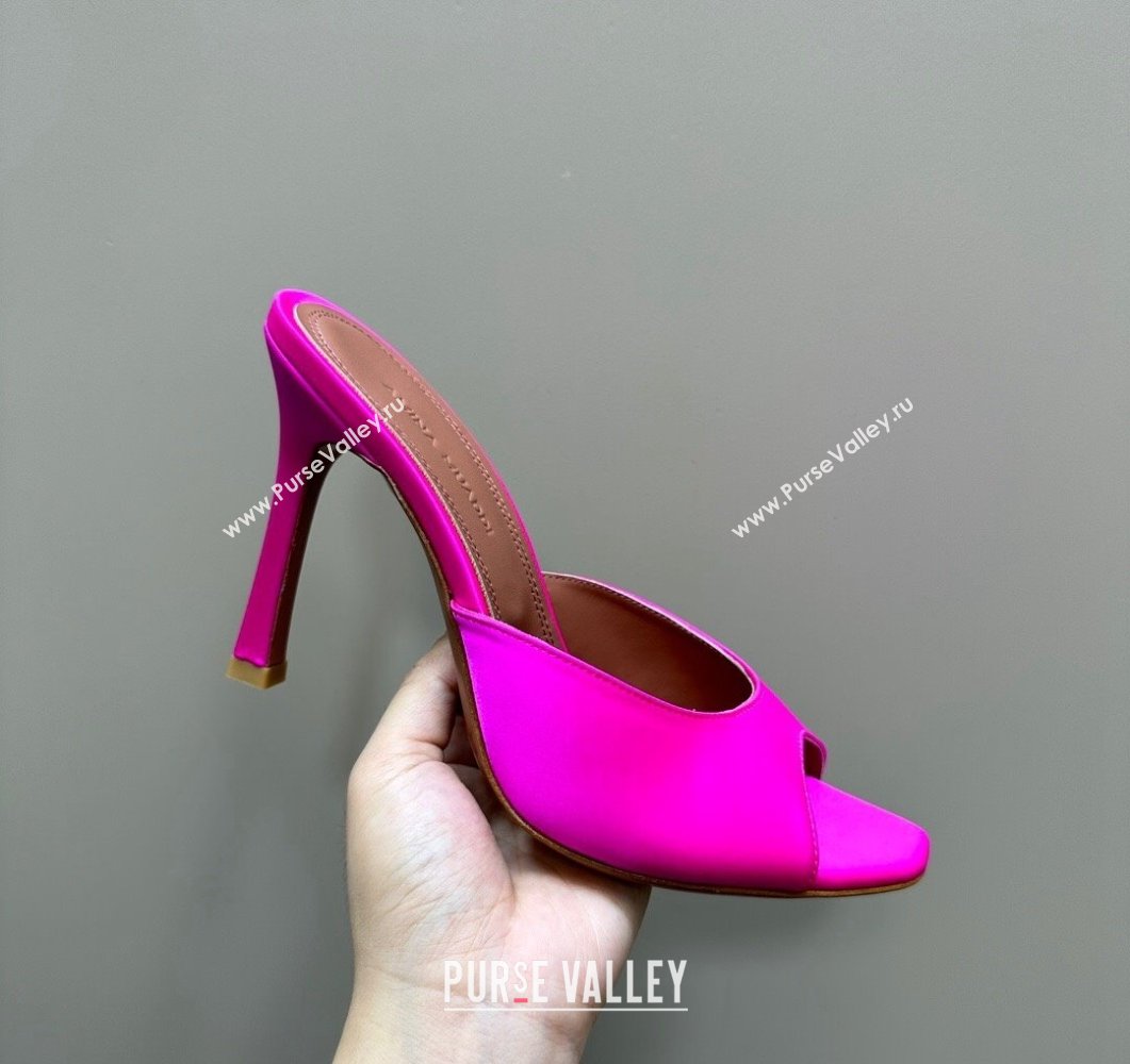 Amina Muaddi Alexa Glass Slide Sandals 10.5cm in Satin Dark Pink 2023 AM09112 (MD-23091174)