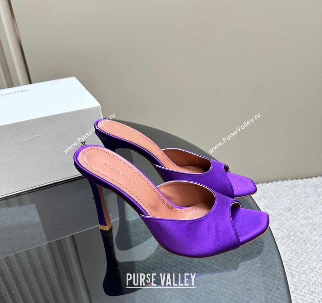Amina Muaddi Alexa Glass Slide Sandals 10.5cm in Satin Purple 2023 AM09112 (MD-23091175)