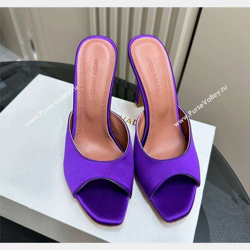 Amina Muaddi Alexa Glass Slide Sandals 10.5cm in Satin Purple 2023 AM09112 (MD-23091175)