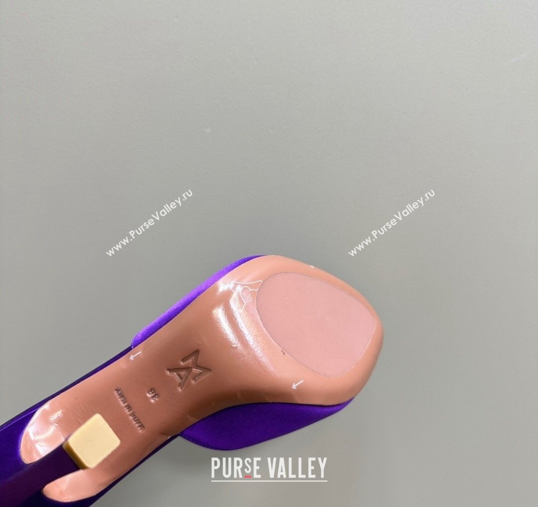Amina Muaddi Alexa Glass Slide Sandals 10.5cm in Satin Purple 2023 AM09112 (MD-23091175)