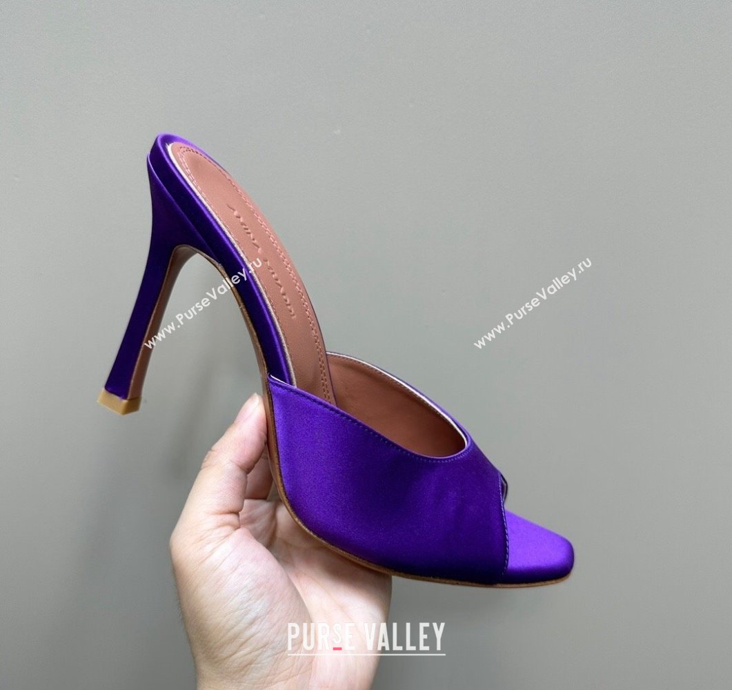 Amina Muaddi Alexa Glass Slide Sandals 10.5cm in Satin Purple 2023 AM09112 (MD-23091175)