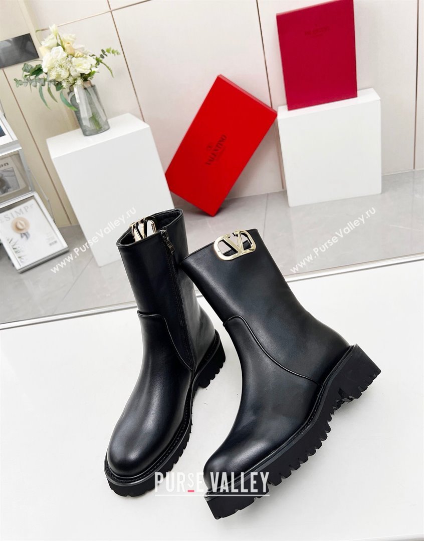 Valentino VLogo Type Ankle Boots in Calfskin Black 2023 VLTN09111 (MD-230910112)