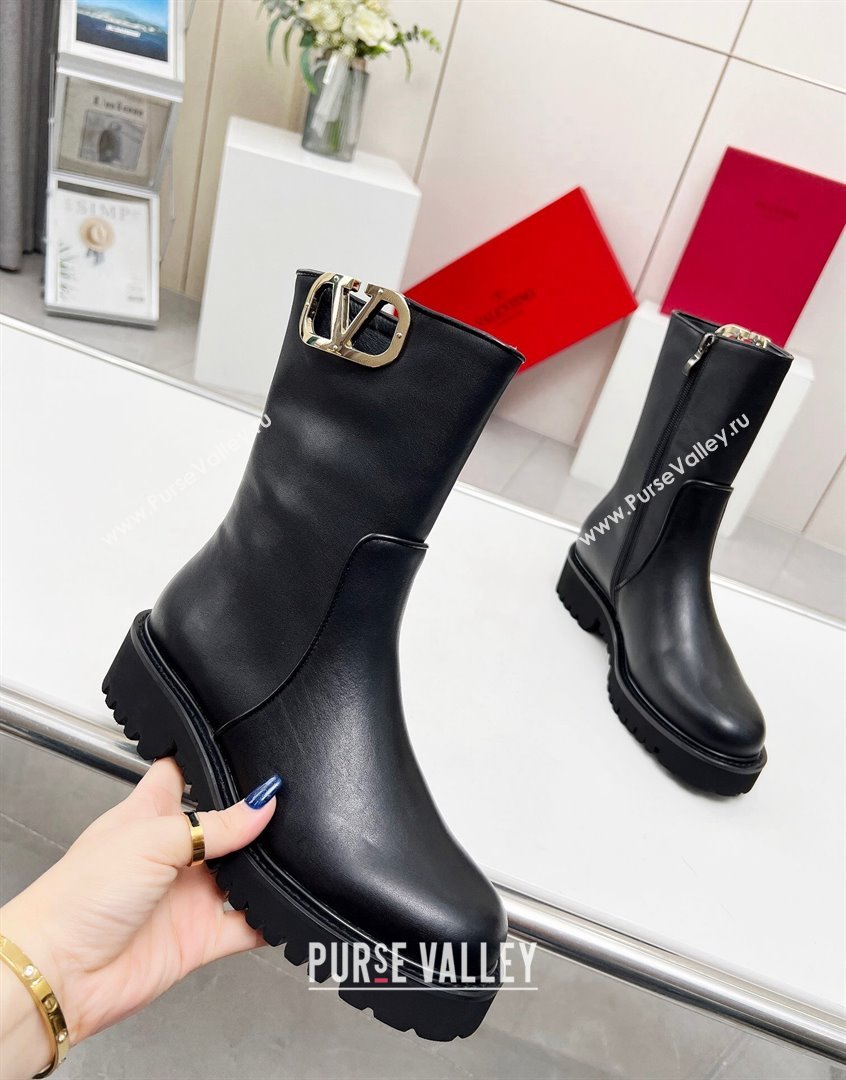 Valentino VLogo Type Ankle Boots in Calfskin Black 2023 VLTN09111 (MD-230910112)