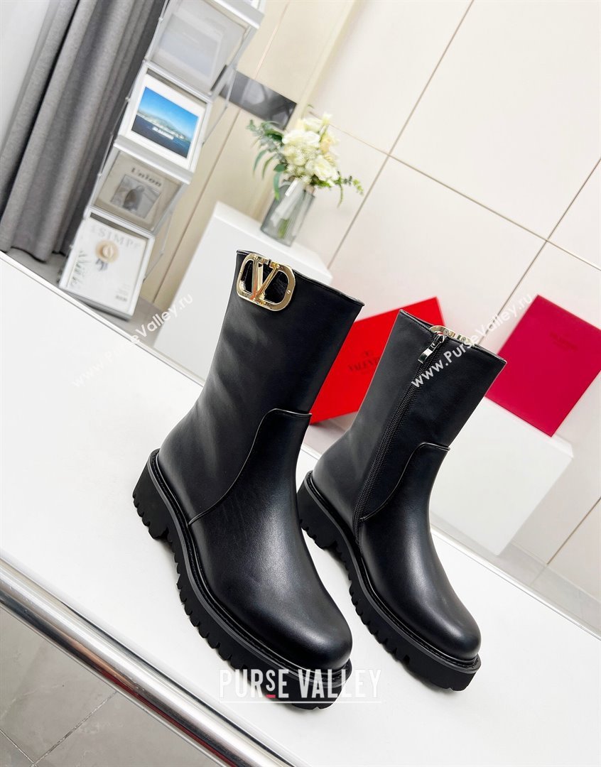 Valentino VLogo Type Ankle Boots in Calfskin Black 2023 VLTN09111 (MD-230910112)