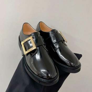 Roger Vivier Viv Rangers Metal Buckle Monkstraps Loafers in Shiny Leather Black 2023 RV09111 (ZN-23091190)