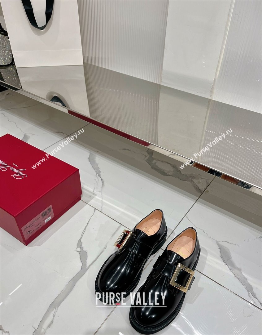 Roger Vivier Viv Rangers Metal Buckle Monkstraps Loafers in Shiny Leather Black 2023 RV09111 (ZN-23091190)