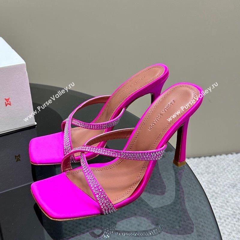 Amina Muaddi Adriana Crystal Slide Sandals 10.5cm in Satin Dark Pink 2023 AM09111 (MD-23091165)