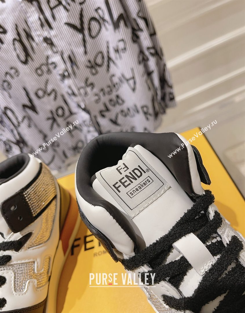 Fendi Match High Top Sneakers in Leather and Crystals Black 2023 (SS-230910141)