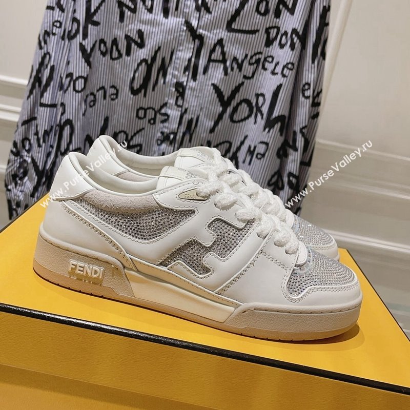 Fendi Match Low Top Sneakers in Leather and Crystals White 2023 (SS-230910136)