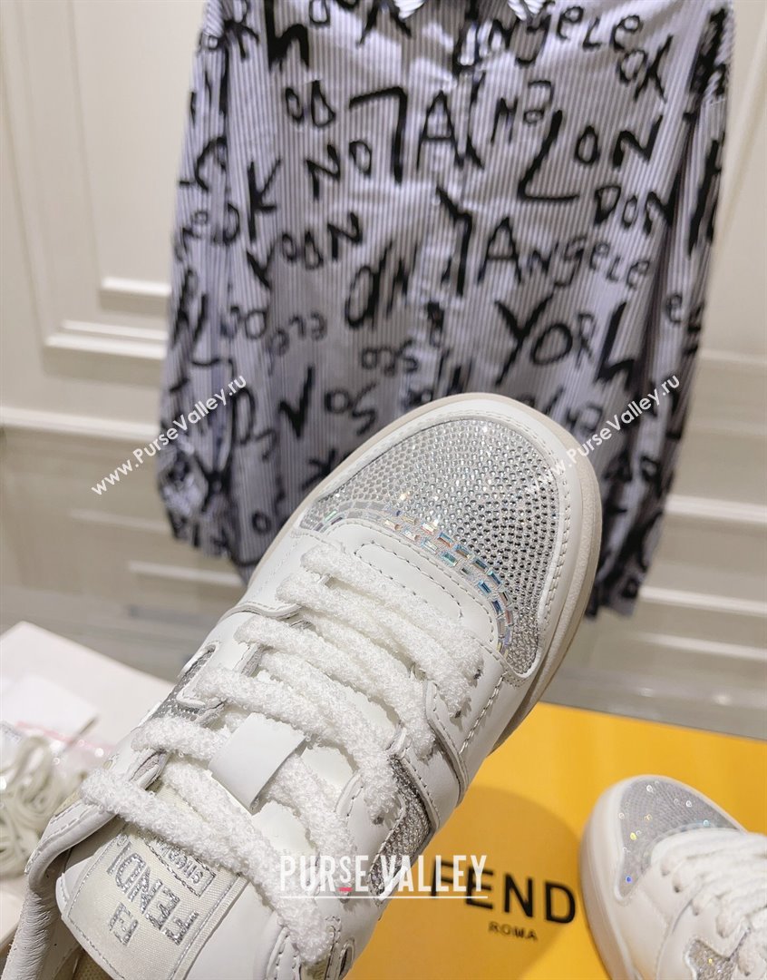 Fendi Match Low Top Sneakers in Leather and Crystals White 2023 (SS-230910136)