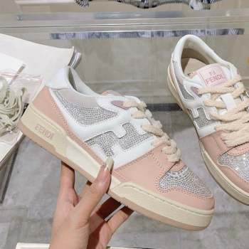 Fendi Match Low Top Sneakers in Leather and Crystals Light Pink 2023 (SS-230910137)