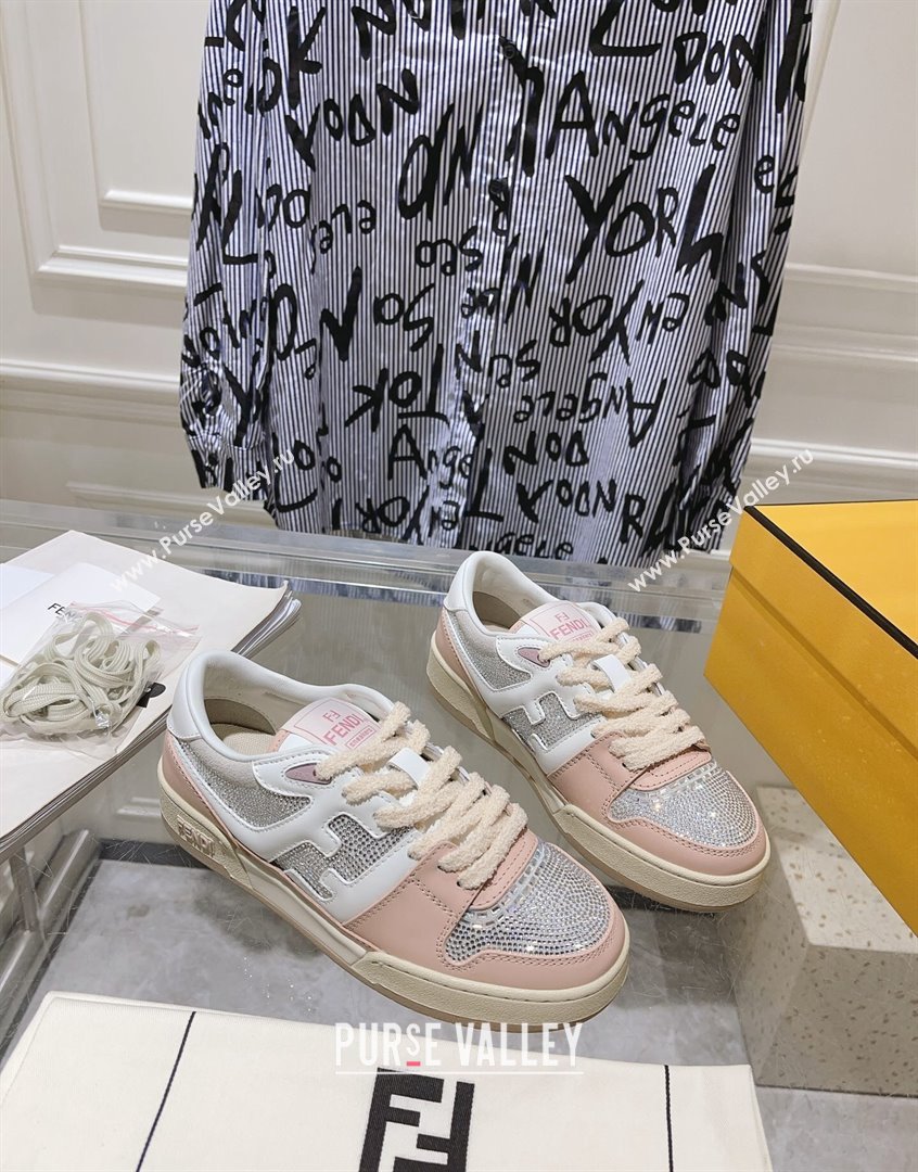 Fendi Match Low Top Sneakers in Leather and Crystals Light Pink 2023 (SS-230910137)