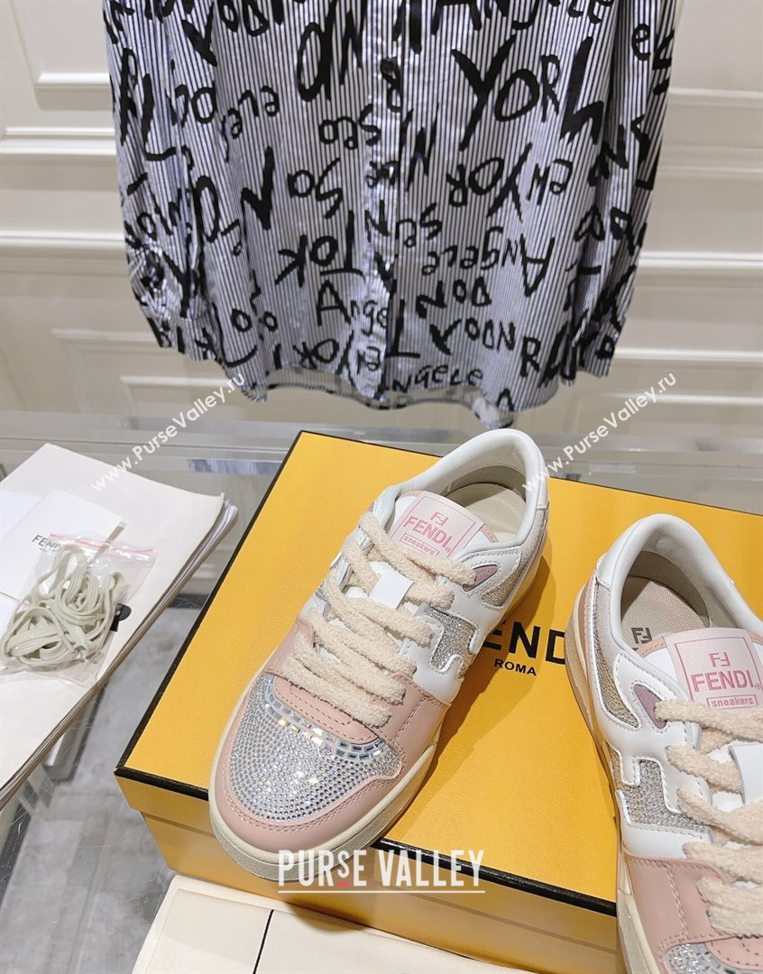 Fendi Match Low Top Sneakers in Leather and Crystals Light Pink 2023 (SS-230910137)