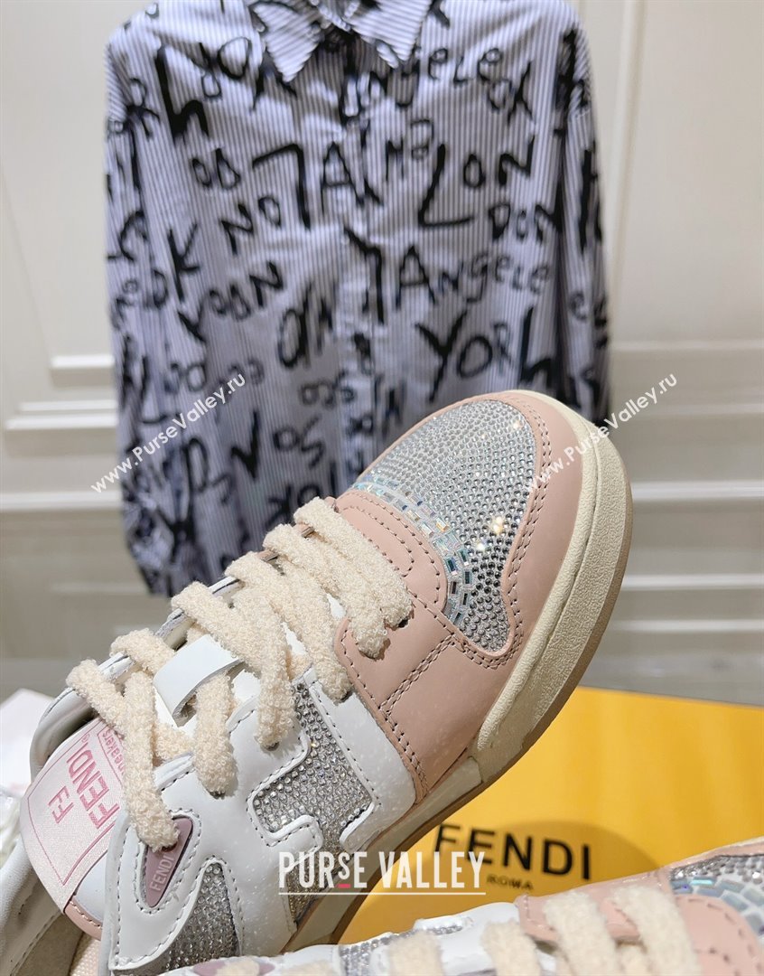 Fendi Match Low Top Sneakers in Leather and Crystals Light Pink 2023 (SS-230910137)