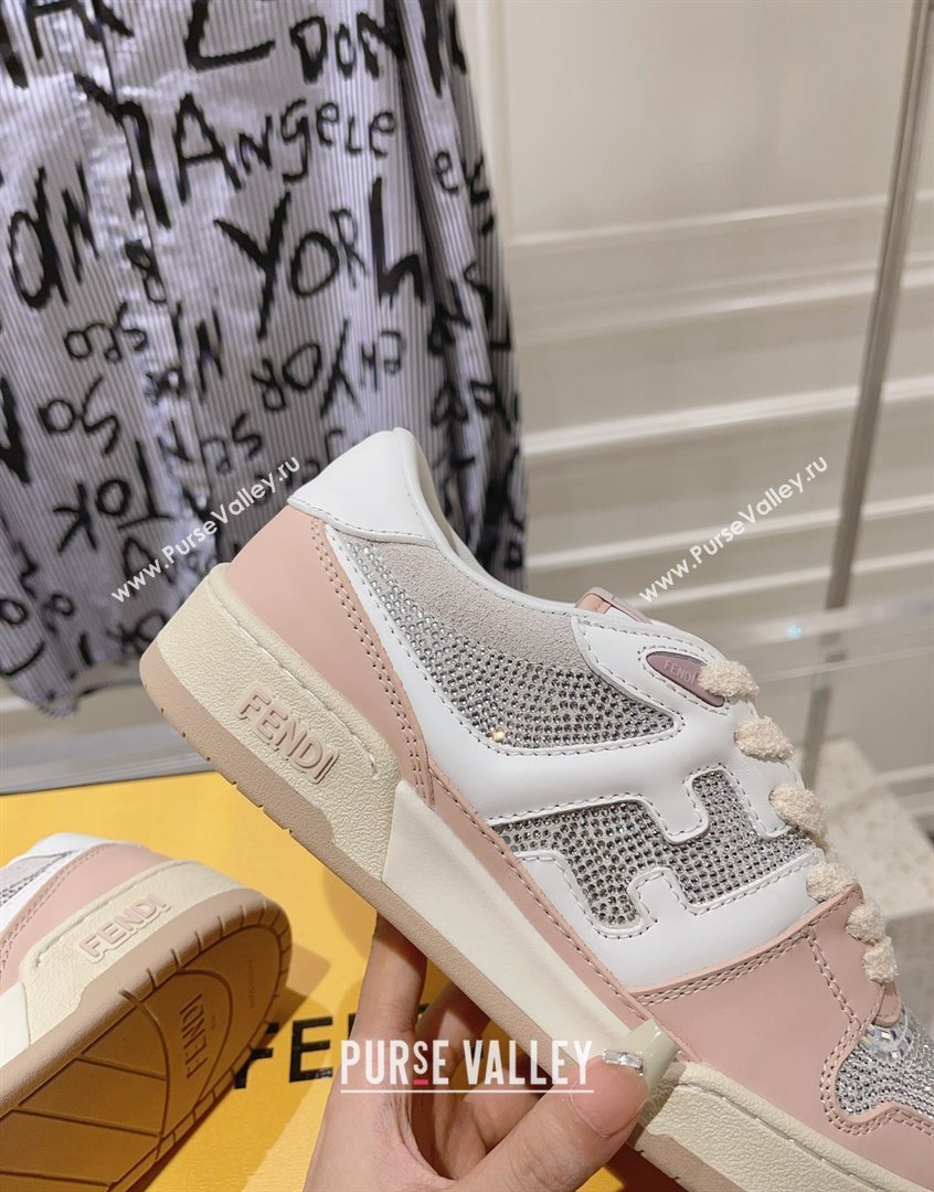 Fendi Match Low Top Sneakers in Leather and Crystals Light Pink 2023 (SS-230910137)