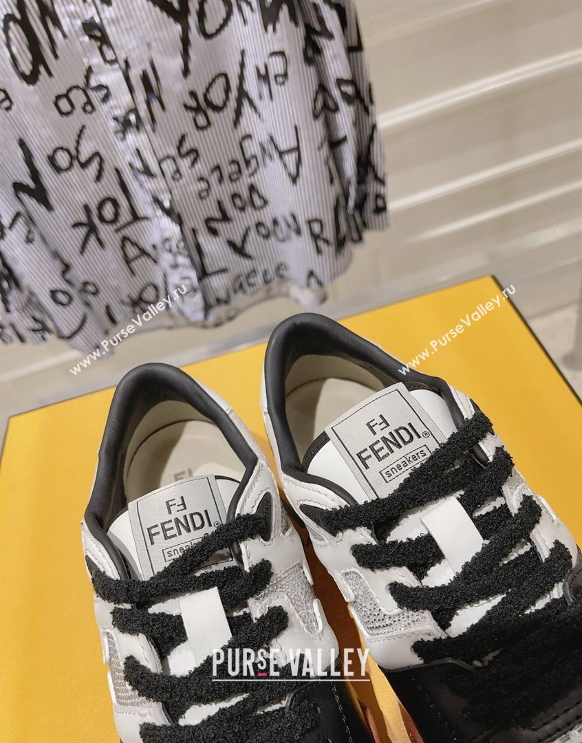 Fendi Match Low Top Sneakers in Leather and Crystals Black 2023 (SS-230910138)