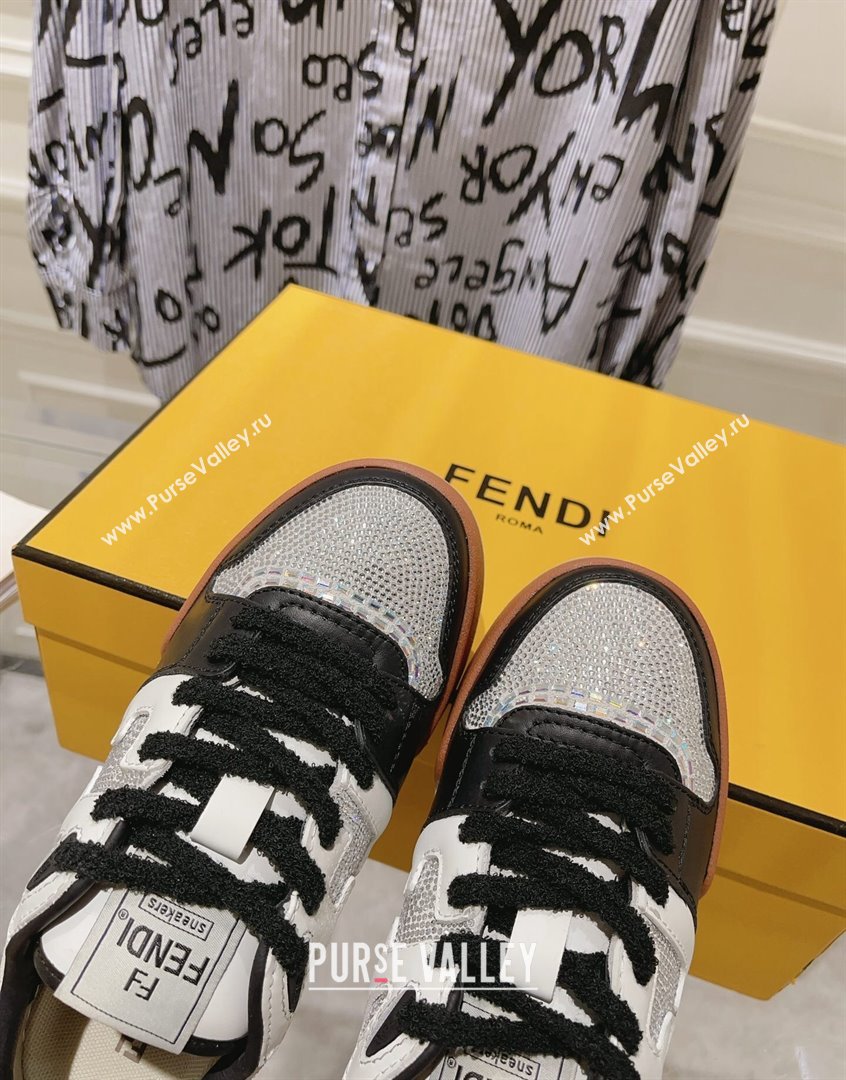 Fendi Match Low Top Sneakers in Leather and Crystals Black 2023 (SS-230910138)