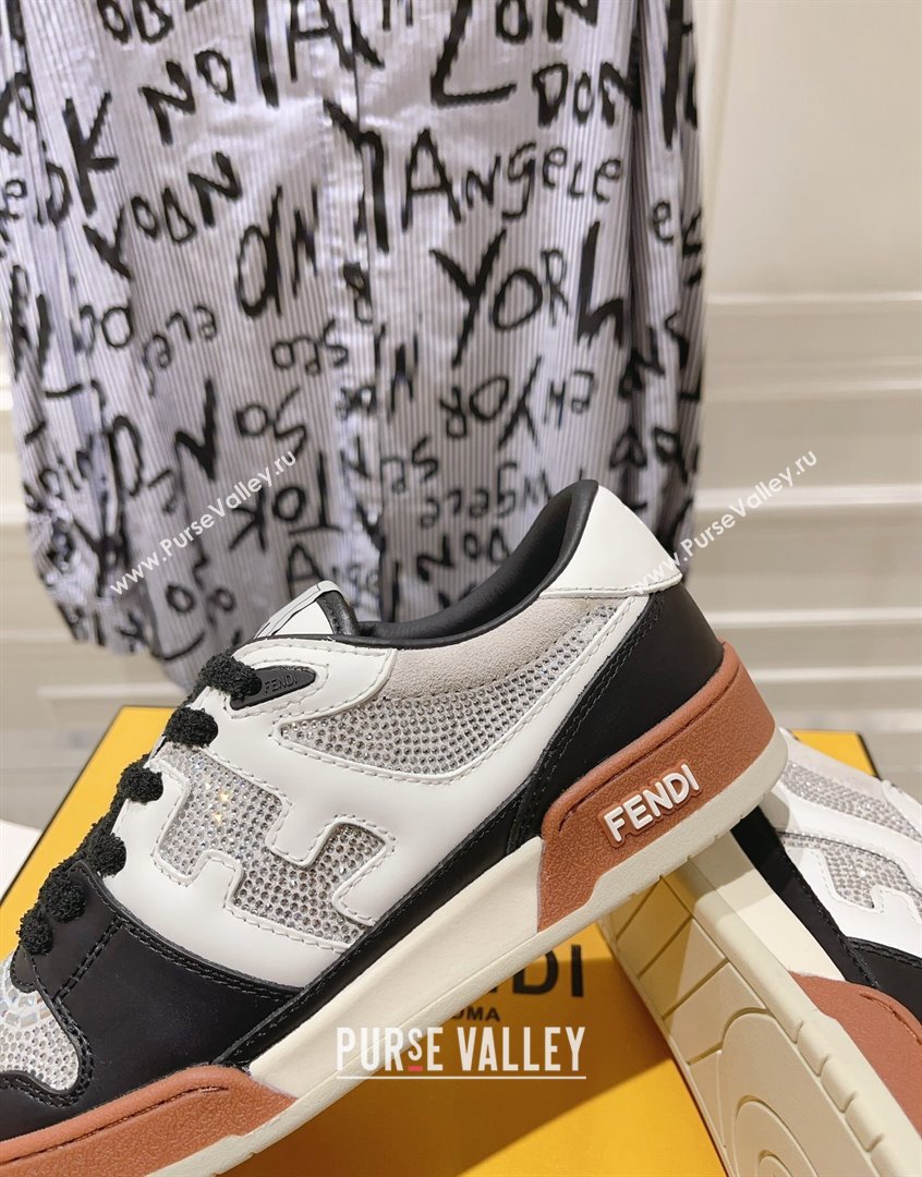 Fendi Match Low Top Sneakers in Leather and Crystals Black 2023 (SS-230910138)