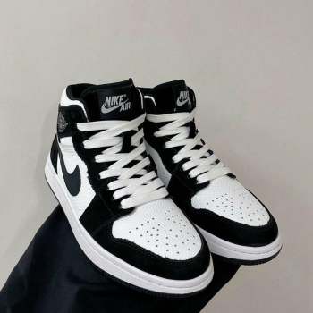 Nike Calfskin Suede and Wool High-Top Sneakers Black/White 2023 1013 (ZN-231013094)