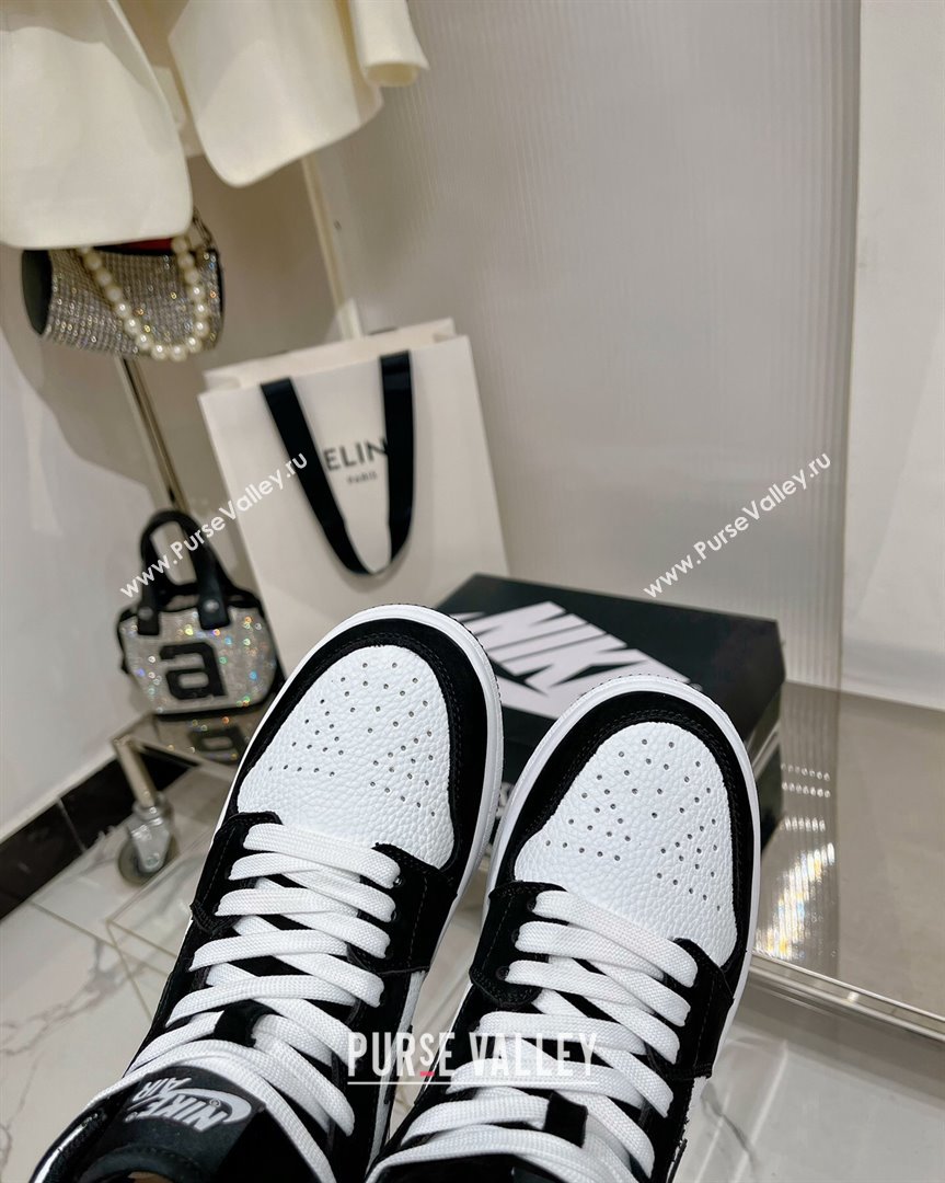 Nike Calfskin Suede and Wool High-Top Sneakers Black/White 2023 1013 (ZN-231013094)