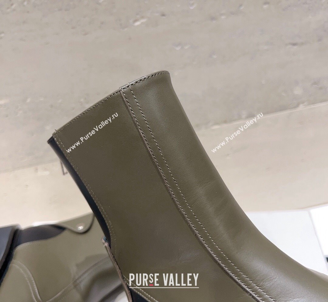 Celine Bulky Ankle Boots with Back Zip and Triomphe in Calfskin Green 2023 (SS-231013126)